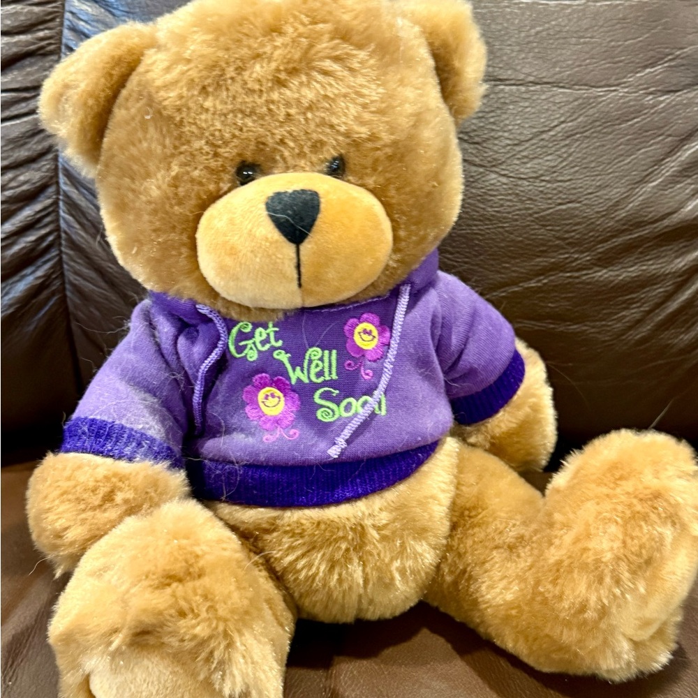 Get Well Soon Teddy Bear in Purple Sweater